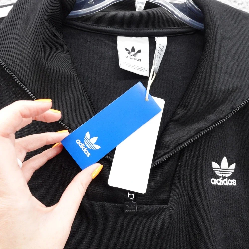 Adidas Originals Funnelneck‎ Track Jacket Small Black Men 1/4 Zip Pullover NWT